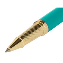 Boligrafo Y Estuche Belius Soiree Color Art Deco Turquesa Y Dorado Tinta Azul Caja De Diseño