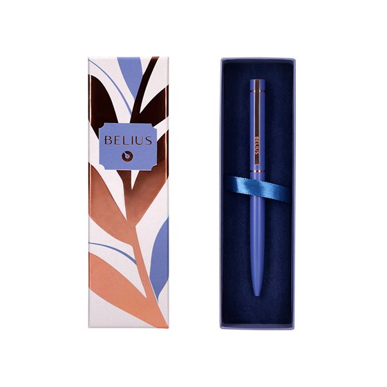 Boligrafo Belius Rose Aluminio Color Azul Electrico/Oro Rosa Tinta Azul Caja De Diseño