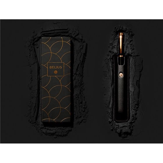 Boligrafo Belius Passion Dor Aluminio Textura Cepillada Color Negro Y Dorado Tinta Azul Caja De Diseño