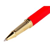 Boligrafo Belius Passion Dor Aluminio Textura Cepillada Color Rojo Y Dorado Tinta Azul Caja De Diseño