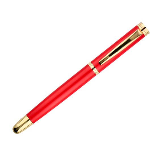 Boligrafo Belius Passion Dor Aluminio Textura Cepillada Color Rojo Y Dorado Tinta Azul Caja De Diseño
