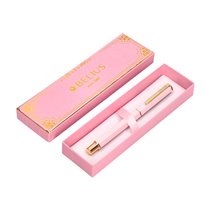 Boligrafo Belius Macaron Bliss Forma Hexagonal Color Rosa Y Dorado Tinta Azul Caja De Diseño