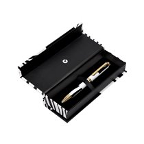 Boligrafo Belius Dualita Cuerpo Blanco Color Negro Tinta Azul Caja De Diseño