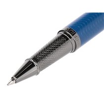 Boligrafo Belius Neptuno Aluminio Textura Wavy Color Azul Marino Tinta Azul Caja De Diseño