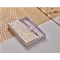 Boligrafo Belius Carte Blanche Color Y Blanco Dorado Tinta Azul Caja De Diseño