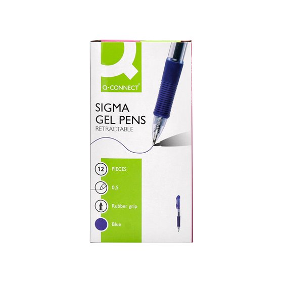 Boligrafo Q-Connect Sigma Retractil Con Sujecion De Caucho Tinta Gel 0,5 Mm Color Azul