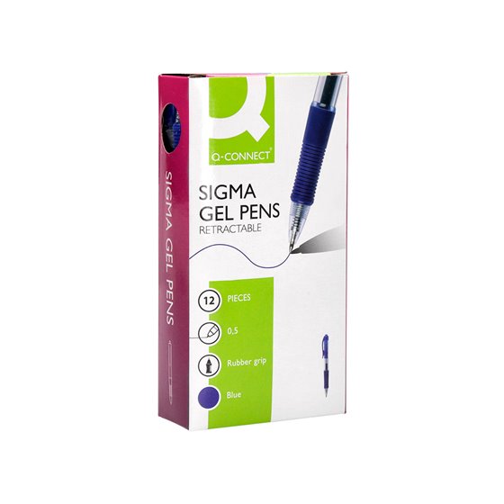 Boligrafo Q-Connect Sigma Retractil Con Sujecion De Caucho Tinta Gel 0,5 Mm Color Azul