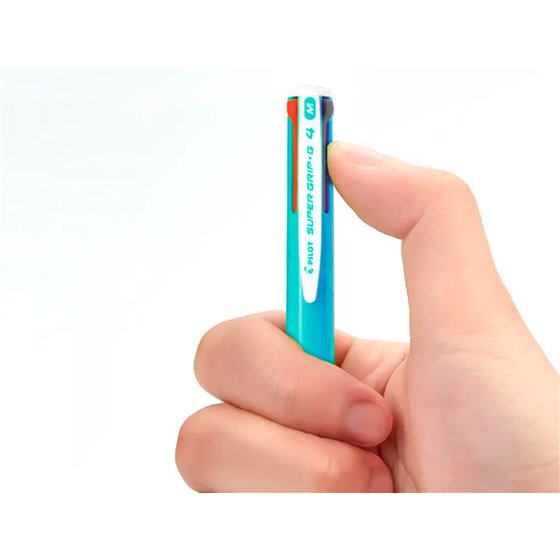 Boligrafo Pilot Super Grip G 4 Colores Retractil Sujecion De Caucho Tinta Base De Aceite Cuerpo Color Azul
