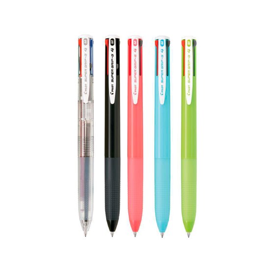 Boligrafo Pilot Super Grip G 4 Colores Retractil Sujecion De Caucho Tinta Base De Aceite Cuerpo Color Rosa