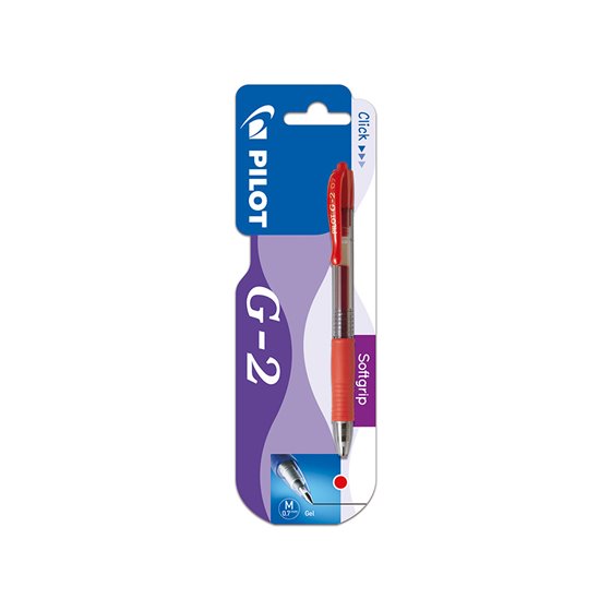 Boligrafo Pilot G-2 Rojo Tinta Gel Retractil Sujecion De Caucho En Blister