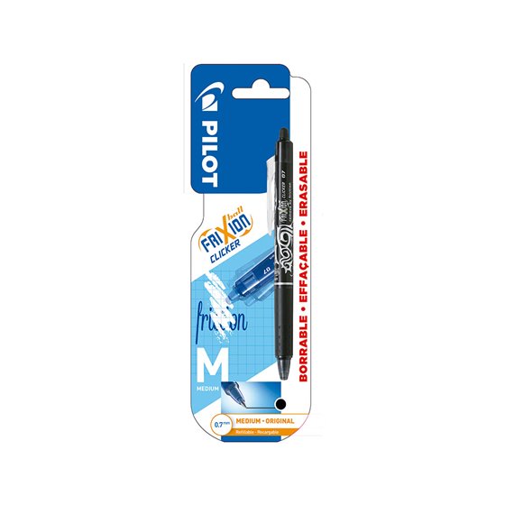 Boligrafo Pilot Frixion Clicker Borrable 0,7 Mm Punta Media Negro En Blister