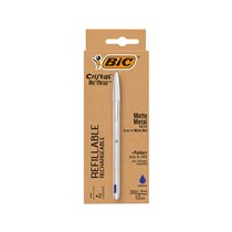 Boligrafo Bic Cristal Renew Tinta Azul Con Cuerpo En Aluminio Mate Mas 2 Recambios En Caja Carton