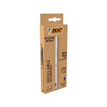 Boligrafo Bic Cristal Renew Tinta Azul Con Cuerpo En Aluminio Mate Mas 2 Recambios En Caja Carton