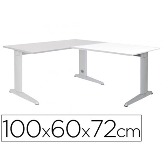 Ala Para Mesa Rocada Serie Metal 60X 100 Cm Derecha O Izquierda Acabado Ac04 Aluminio/ Blanco