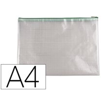 Bolsa Multiusos Q-Connect Malla Din A4 Apertura Superiorcon Cremallera Verde