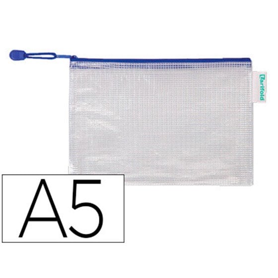 Bolsa Multiusos Tarifold Pvc Din A5 Apertura Superior Con Cremallera Portaboligrafo Y Correa Azul
