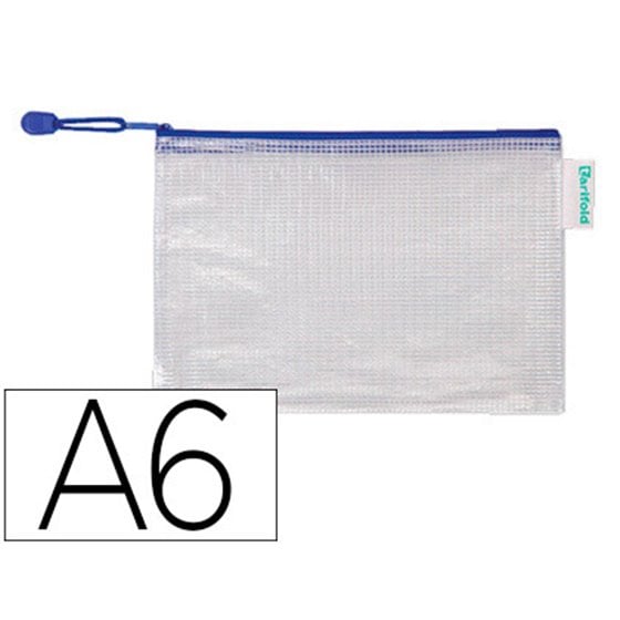 Bolsa Multiusos Tarifold Pvc Din A6 Apertura Superior Con Cremallera Portaboligrafo Y Correa Azul