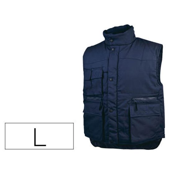 Chaleco Deltaplus Multibolsillos Con Cremallera Cintura Elastica Color Azul Naranja Talla L