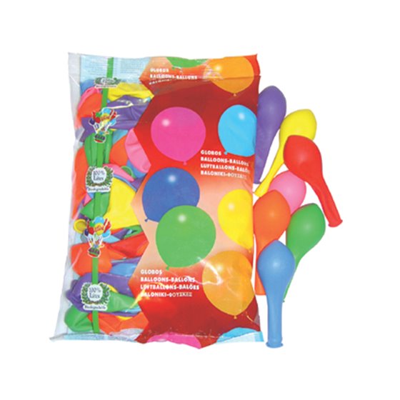 Globo 100% Latex Biodegradable Bolsa De 100 Unidades Colores Surtidos
