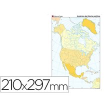 Mapa Mudo Color Din A4 America Del Norte Politico