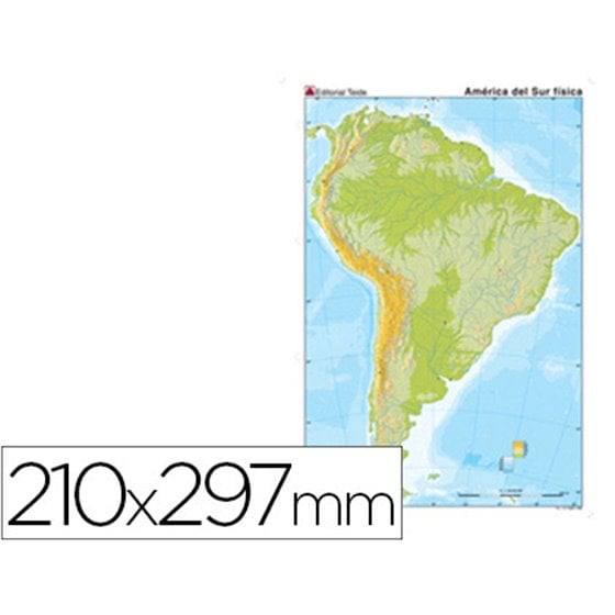 Mapa Mudo Color Din A4 America Del Sur Fisico