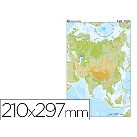 Mapa Mudo Color Din A4 Asia Fisico