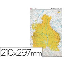 Mapa Mudo Color Din A4 Castilla-Leon Fisico