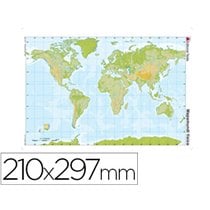 Mapa Mudo Color Din A4 Planisferio Fisico