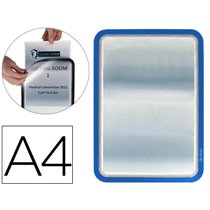 Marco Porta Anuncios Tarifold Magneto Din A4 Dorso Adhesivo Removible Color Azul Pack De 2 Unidades
