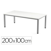 Mesa De Oficina Rocada Executive 2005Ad04 Aluminio/Blanco 200X100 Cm