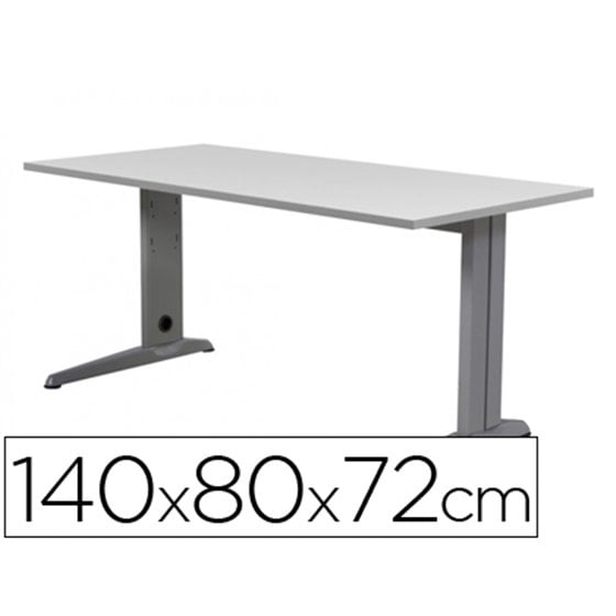Mesa De Oficina Rocada Metal 2001Ac02 Aluminio /Gris 140X80 Cm