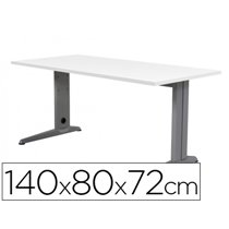 Mesa De Oficina Rocada Metal 2001Ac04 Aluminio /Blanco 140X80 Cm