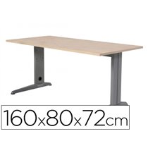Mesa De Oficina Rocada Metal 2002Ac01 Aluminio /Haya 160X80 Cm
