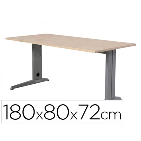 Mesa De Oficina Rocada Metal 2003Ac01 Aluminio /Haya 180X80 Cm
