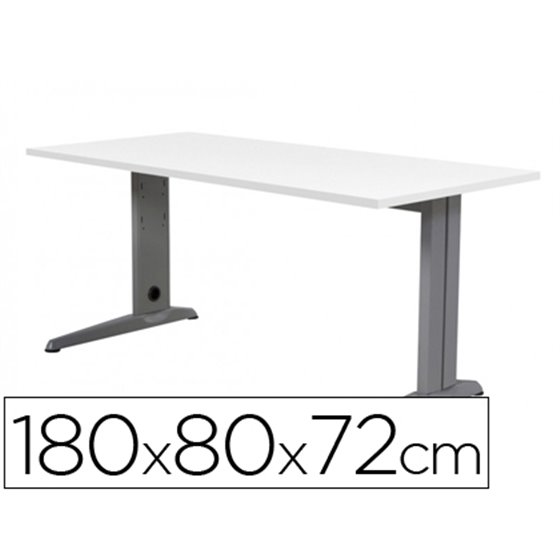 Mesa De Oficina Rocada Metal 2003Ac04 Aluminio /Blanco 180X80 Cm