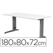 Mesa De Oficina Rocada Metal 2003Ac04 Aluminio /Blanco 180X80 Cm