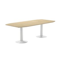 Mesa De Reunion Rocada Meeting 3003Atw01 Estructura Columna Doble Acero Blanco Tablero Madera Haya
