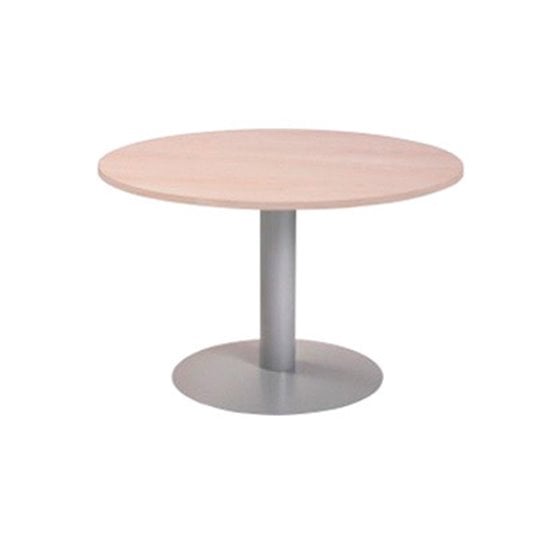 Mesa De Reunion Rocada Meeting 3005At02 Estructura Columna Acero Gris Tablero Madera Gris 100 Cm Diametro