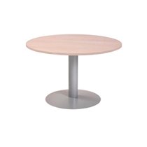 Mesa De Reunion Rocada Meeting 3005At04 Estructura Columna Acero Gris Tablero Madera Blanco 100 Cm Diametro