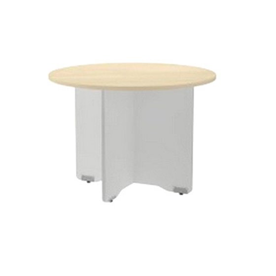 Mesa De Reunion Rocada Meeting 3006Ab01 Estructura Madera Gris Aluminio En Aspas Tablero Haya 120 Cm Diametro