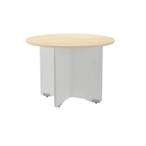 Mesa De Reunion Rocada Meeting 3006Ab01 Estructura Madera Gris Aluminio En Aspas Tablero Haya 120 Cm Diametro