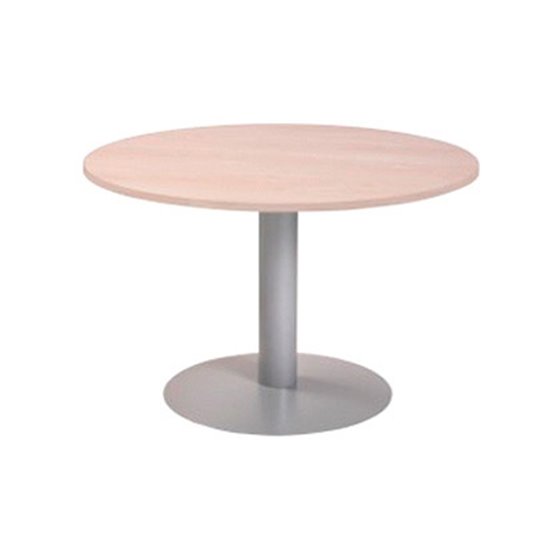 Mesa De Reunion Rocada Meeting 3006At04 Estructura Columna Acero Gris Tablero Madera Blanco 120 Cm Diametro
