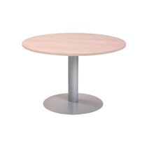 Mesa De Reunion Rocada Meeting 3006At04 Estructura Columna Acero Gris Tablero Madera Blanco 120 Cm Diametro