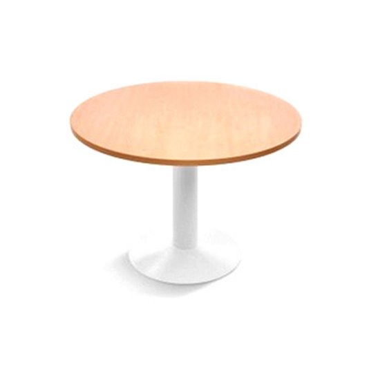 Mesa De Reunion Rocada Meeting 3006Atw01 Estructura Columna Acero Blanco Tablero Madera Haya 120 Cm Diametro
