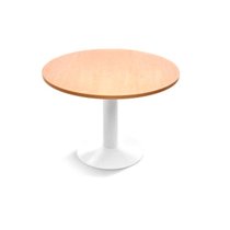 Mesa De Reunion Rocada Meeting 3006Atw04 Estructura Columna Acero Blanco Tablero Madera Blanco 120 Cm Diametro