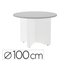 Mesa De Reunion Rocada Redonda 3005Aw02 Estructura Madera En Aspas Color Blanco Tablero Gris 100Cm Diametro