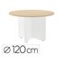 Mesa De Reunion Rocada Redonda 3006Aw01 Estructura Madera En Aspas Color Blanco Tablero Haya 120Cm Diametro