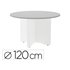 Mesa De Reunion Rocada Redonda 3006Aw02 Estructura Madera En Aspas Color Blanco Tablero Gris 120Cm Diametro