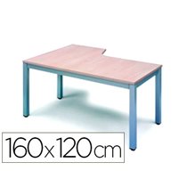 Mesa Oficina Rocada Serie Executive Forma En L Derecha 160X120 Cm Acabado Ad01 Aluminio/Haya