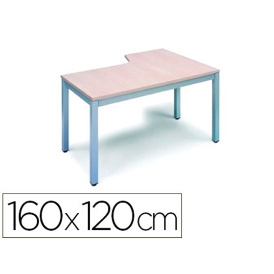 Mesa Rocada Serie Executive 160X120 Cm Izquierda Acabado Ad02 Aluminio/Gris